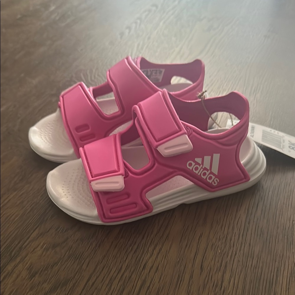 Adidas Pink and White Sporty Sandals